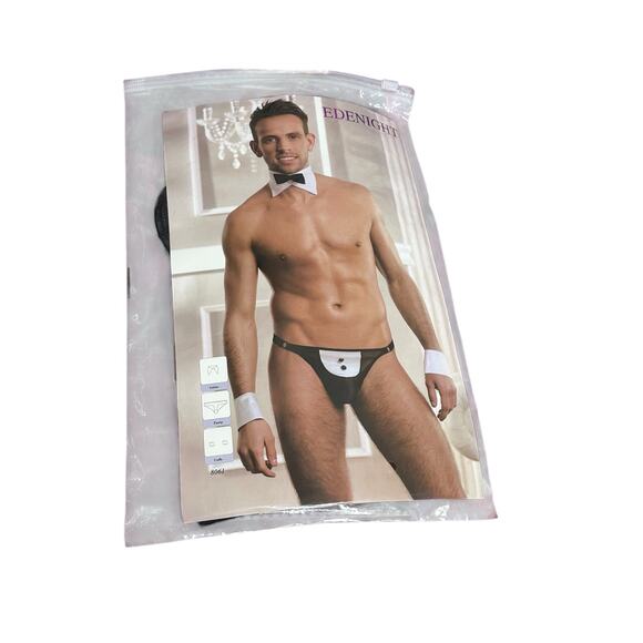 Edenight Men’s Tuxedo Thong Costume Set – Bow Tie & Cuffs – One Size – New - Picture 2 of 8